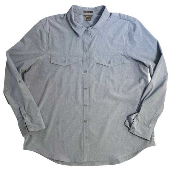 Eddie Bauer Women’s Departure 2.0 Shirt UPF 50+ Hiking Button Front Blue Sz XL - Picture 1 of 11